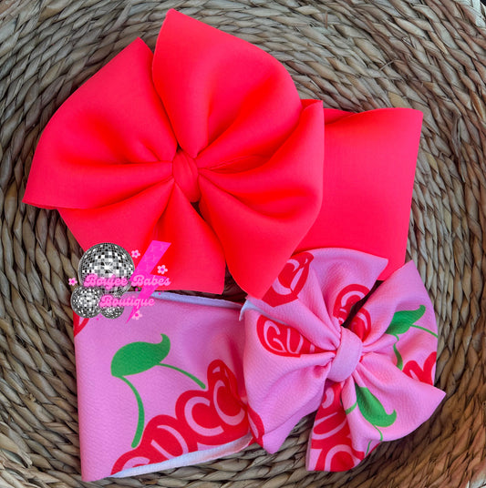 neon pink/gg cherry bows