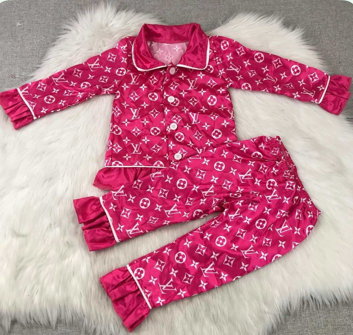 pink boujee floral silk pjs